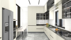 High-end di lusso personalizzato in acciaio inox cucina armadio di stoccaggio con lavello ad alta lucentezza cucina parete armadio con porta di vetro - Product Image 5