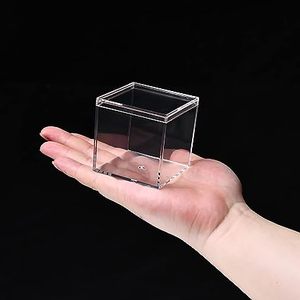 Clear Acrylic <strong>Box</strong> Plastic Square Cube, <strong>Small</strong> Plastic square Cube Containers with <strong>Lid</strong> <strong>Storage</strong> <strong>Box</strong> - Product Image 5
