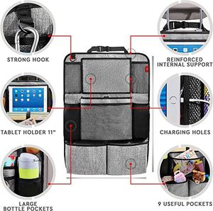 ที่เก็บของหลังเบาะรถยนต์ ผ้าโพลีเอสเตอร์ 600D พร้อมช่องใส่ของใสสำหรับไอแพด - Product Image 6