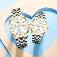 Relojes Mecánicos Clásicos de Pareja con Esfera Redonda de Acero Inoxidable 316L, Personalizados OEM, con Fecha Automática, Diseño Delgado para Negocios