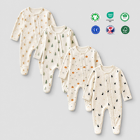 Combinaison Bébé Magnétique Personnalisée Hongbo 2026 à Fermeture Diagonale, Grenouillère à Pieds Intégrés, Imprimé Noël et Halloween, en Viscose de Bambou, OEM