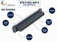 Connecteur femelle droit en plastique 68 broches 1,27 mm 1734101-7 SCSI Mini D Ribbon MDR pour carte à carte