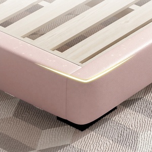 현대 핑크 침실 가구 고급 디자인 공주 표준 크기 단단한 나무 저장 집 어린이 침대 여자 아이 - Product Image 4