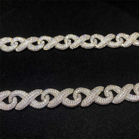 Collier en argent sterling plaqué or rose avec fermoir en forme de boîte classique glacée, chaîne à maillons cubains en moissanite, bijoux hip hop pour hommes, 925