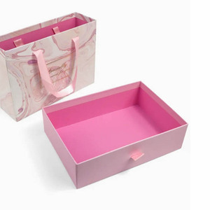 Biểu Tượng Tùy Chỉnh Màu Hồng Hộp Ngăn Kéo Với Ribbon Xử Lý Đầy Đủ Tùy Biến Hộp Cứng Nhắc Cho Quần Áo Quà Tặng Hộp Bao Bì - Product Image 2