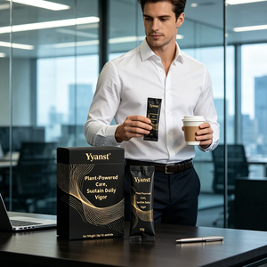กาแฟสำเร็จรูปสกัดจากสมุนไพรธรรมชาติ 10 กรัม*10 ซอง กล่องกระดาษลายเรขาคณิตสีน้ำเงินเข้มทอง  เครื่องดื่มจากพืชบริสุทธิ์ - Product Image 1