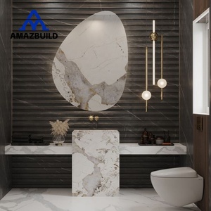 AMAZBUILD Luxury <strong>Freestanding</strong> Stone Vanity with Integrated Sink Smart <strong>Mirror</strong> for <strong>Bathroom</strong> Application Unique Design - Product Image 6