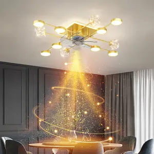 Nieuwe Vierkante Ventilator Licht Creatieve Slaapkamer Plafond Ventilator Led Spaarlamp Woonkamer Lamp