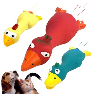 Unipopaw Natural Rubber Interactive Tooth Cleaning Vocal Screaming Latex Animals Chicken Duck Bird Dog Squeak Chew Toy