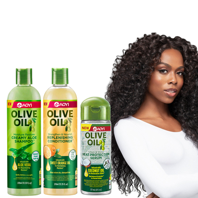 Hot Selling Professional 370ml Styling African Hair Care Products Aloe Vera Shampoo and Conditioner Essential Serum Glossing