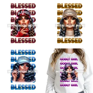 Adesivo Termotrasferibile DTF Lavabile Pronto da Applicare per Vestiti, con Motivo Colorato di Fede Cristiana e Ragazze Latina Chicana in Preghiera - Product Image 1