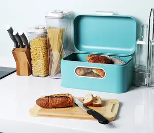 Moderne runde Brot Aufbewahrung sbox Metallband Fenster Brot behälter Lebensmittel lagerung Brot behälter