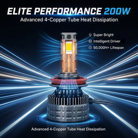 Ampoule LED Super Blanche T4 200W 6500K à Tube Cuivre Quadruple H1 H7 H8 H9 H11 H16 HB3 9005 HB4 9006 12V 24V avec Driver Externe – Offre Spéciale
