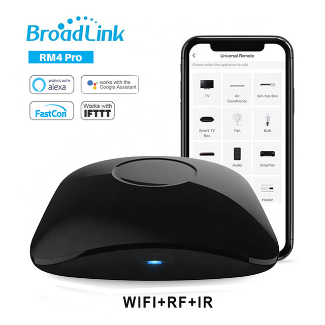 Broadlink RM4 Pro Smart Home Automation WiFi RF Universal Intelligent Remote Controller Switch Works with Alexa 10A Max Current
