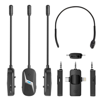 Microphones sans fil à condensateur (cravate et serre-tête) pour la salle de classe et l'utilisation informatique, légers avec lumières LED pour les enseignants