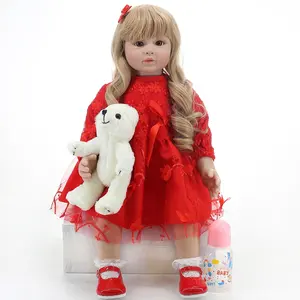 बच्ची गुड़िया कर्ल Suppliers-24 इंच 60 cm बेबे पुनर्जन्म lifelike गुड़िया बच्चे नवजात थोक नरम खिलौने बिग गोल्डन कर्ल कृत्रिम गुड़िया बच्चों के लिए खिलौना