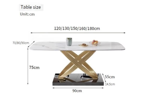 Modern Marble <strong>Dining</strong> Table and Chair <strong>Set</strong> with Stainless Steel Base Square Shape 6-Seater Home Furniture - Product Image 2