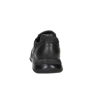Imac Chaussures décontractées en cuir noir à enfiler pour hommes, chaussures de marche confortables à semelle épaisse - Product Image 4