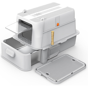 Caja De Arena Para Gatos Jumbo De Acero Inoxidable, Inodoro