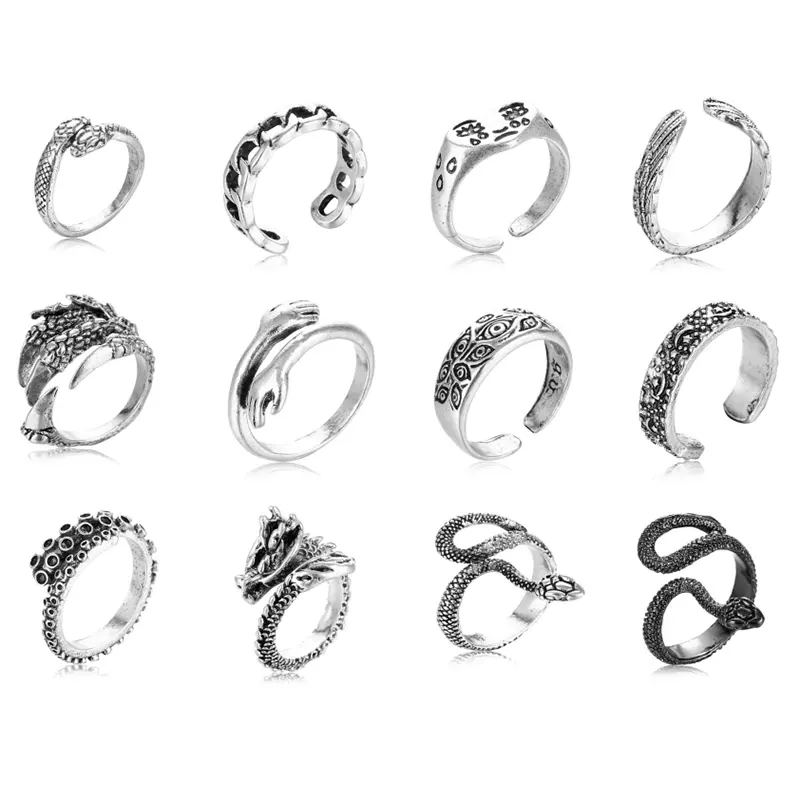 Регулируемое кольцо в стиле панк, индивидуальное графическое кольцо с множеством глаз