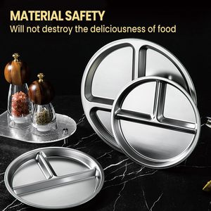 Tái Sử Dụng 304 Thép Không Gỉ Chia Bữa Ăn Tối Tấm Với <span class=keywords><strong>3</strong></span> Ngăn Vòng Đĩa Món Ăn Phần Điều Khiển Chế độ Ăn Uống Khay Cho Trẻ Em - Product Image 4