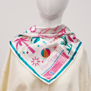 Custom Lightweight Dacron <b>square</b> Kerchief <b>Scarf</b> for Women Soft Breathable Neck Bandana Tie Bag Handle Hair Accessory - Product Image 4