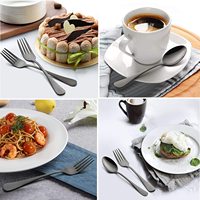 Service de Couverts 4/24 Pièces Couteaux Fourchettes Cuillères en Acier Inoxydable pour Cuisine avec Coffret Cadeau en Bois