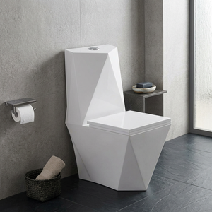 WC monobloc en céramique homologué CUPC, chasse d'eau siphonique, à poser au sol, blanc - Product Image 6