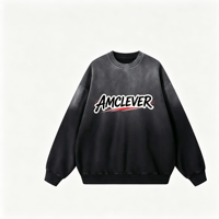 Sweat-shirt pour homme AMLClever, col rond, 360 g/m², 100 % coton, pull à capuche unisexe, lavage à l'acide, sweat-shirt surdimensionné, logo personnalisé DTG DTF, OEM