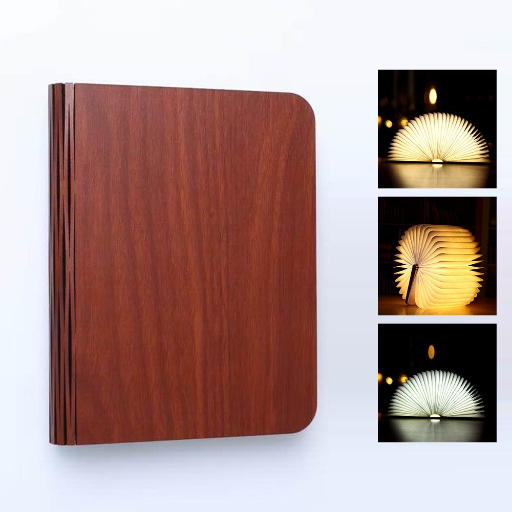 Holz Buch LED Nachtlicht – Faltbare Buchlampe, USB-aufladbar – Als Nachtlicht Oder Deko