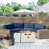 Canapé d'extérieur modulable en rotin tressé demi-lune pour jardin et terrasse