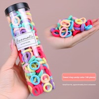 Élastiques à cheveux pour enfants, coloris bonbon, style serviette douce, avec boucle de maintien, moulés par soufflage, pour petites filles