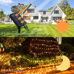 IP67 Transparent Wire Outdoor Solar Fairy <b>Lights</b> 200 LED Strong PVC Wire with 8 Functions for Party Garden Holiday Decoration - Product Image 3
