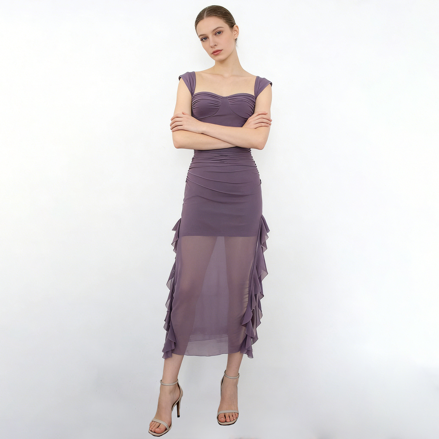 Light Pink Ruched Mini Dress - Elegant & Sexy Style