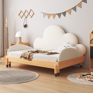 Letto per Bambini a Forma di Nuvola Estraibile Vendita Calda Letto per Bambini Estensibile in Legno Stile Crema Letto per Bambini Sicuro con Ringhiere - Product Image 4