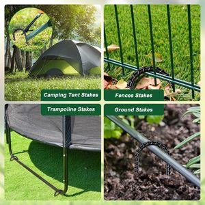 Piquets de sol galvanisés à crochet en J robuste de 12 pouces de qualité supérieure Lot de 16 ancres en acier pour barre d'armature pour chaîne de protection de tente de jardin - Product Image 6