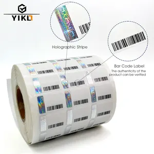 Rolo de etiquetas de segurança com listra de holograma e logotipo de autenticidade para impressão personalizada