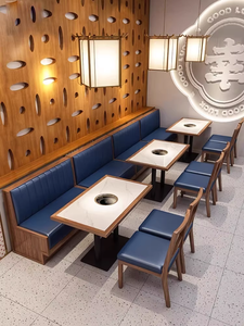 Set di Tavoli e Sedie Personalizzabili in Legno per Caffetterie, Hotel, Ristoranti Occidentali e Mense, <span class=keywords><strong>Design</strong></span> <span class=keywords><strong>Moderno</strong></span> e Durevole ad Alta Densità - Product Image 1