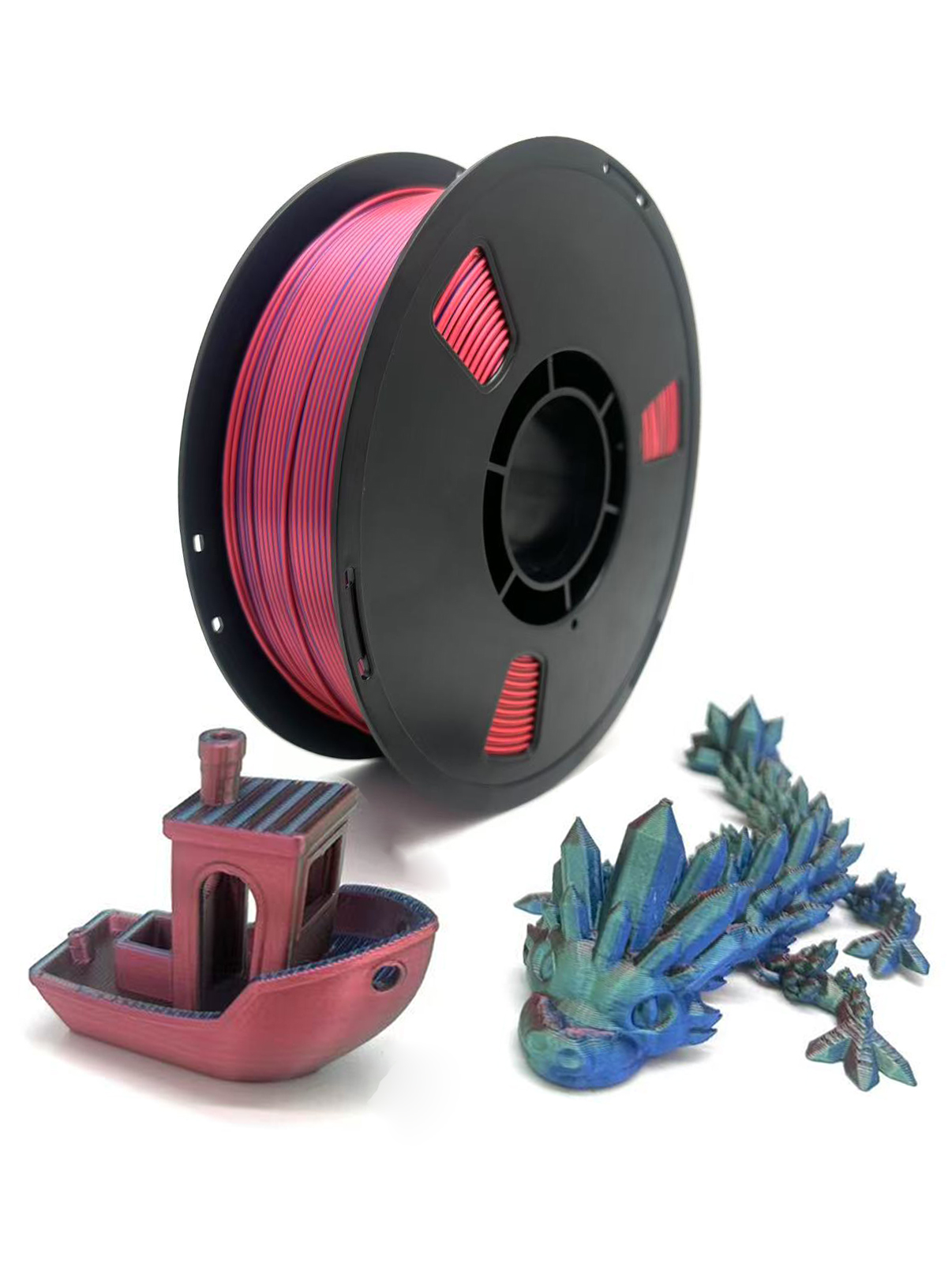 Rojo oscuro/ Azul/ Verde