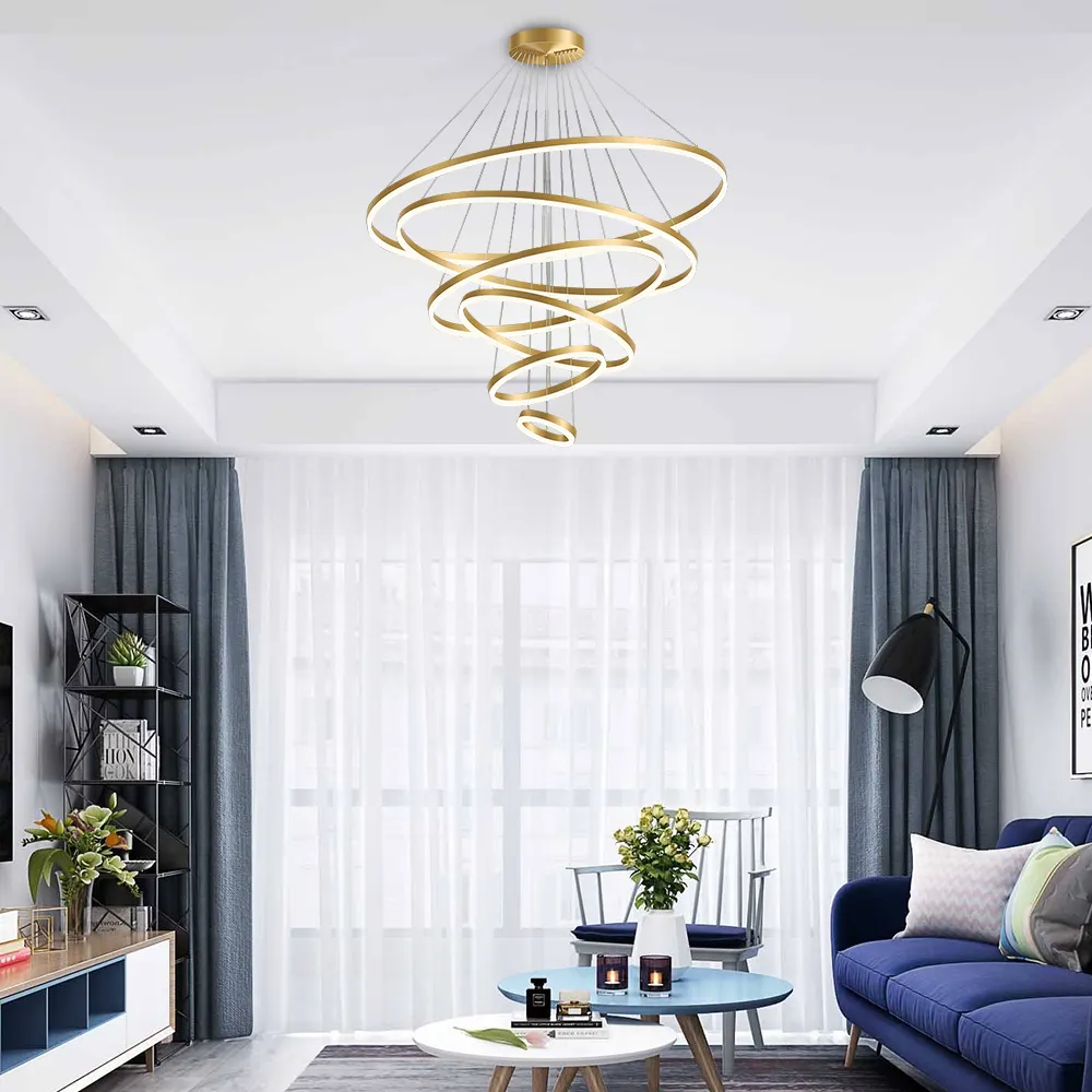 Lámpara colgante circular para decoración del hogar, luz led colgante para interior