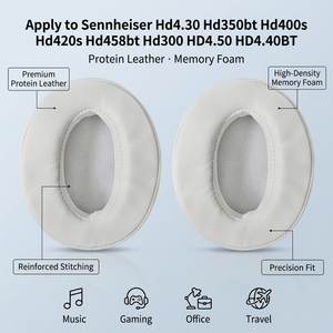 Coussinets de remplacement en cuir protéiné pour casque Sennheiser hd4.30 hd350bt <span class=keywords><strong>hd400s</strong></span> hd420s hd458bt hd300 HD4.50 HD4.40BT - Product Image 3