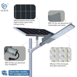 ไฟถนนโซลาร์เซลล์ GCOTS 20W 30W 40W อลูมิเนียม IP65 กันน้ำ ประสิทธิภาพสูง สำหรับถนน สวนสาธารณะ ฟาร์ม แสงสีขาว 6000K เหมือนแสงกลางวัน - Product Image 2