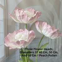 3 fleurs de pavot artificielles en papier faites à la main pour la décoration de mariage, de fête, de maison ou de fenêtre