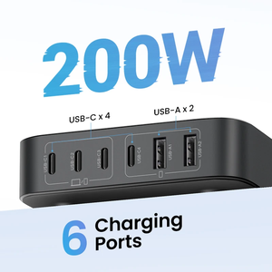 อะแดปเตอร์ชาร์จโทรศัพท์ USB C 200W Nexode 6 พอร์ต GaN PD ชาร์จเร็ว พร้อมสายชาร์จ 3 ฟุต รุ่น CD271 200W GaN PD สำหรับ I - Product Image 2