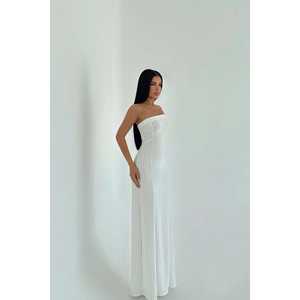 Robe blanche sans bretelles à rayures, sans col, style jupe moulante, idéale pour les banquets, soirées, dîners et événements spéciaux, tailles XS à XXL - Product Image 4