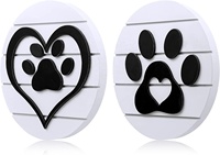 Ensemble fait à la main de 2 animaux de compagnie impression patte de chien décor en bois ferme plateau à plusieurs niveaux décorations signe de patte de chien en bois