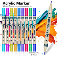 ART WALKER AW.1990 Ensemble de marqueurs acryliques à double tête, imperméables, séchage rapide, pointes souples et dures, stylo aquarelle spécial pour étudiants