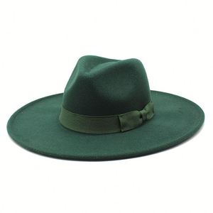 Vente chaude Nouvelle tendance Haute qualité 9,5 cm Grand chapeau Fedora à large bord plat <span class=keywords><strong>2023</strong></span> Vente en gros Chapeaux Fedora pour femmes avec nœud en ruban assorti - Product Image 1
