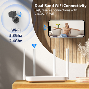 Mini caméra IP d'intérieur, double bande Wi-Fi, Full HD 1080P, 120 degrés grand angle, longue durée de veille, faible consommation d'énergie, batterie rechargeable - Product Image 6