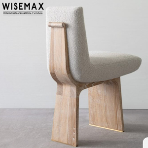 WISEMAX FURNITURE, silla de tocador de dormitorio de diseño francés, marco de madera maciza, silla de comedor de lana de cordero suave blanca Crema para <span class=keywords><strong>restaurante</strong></span> - Product Image 5